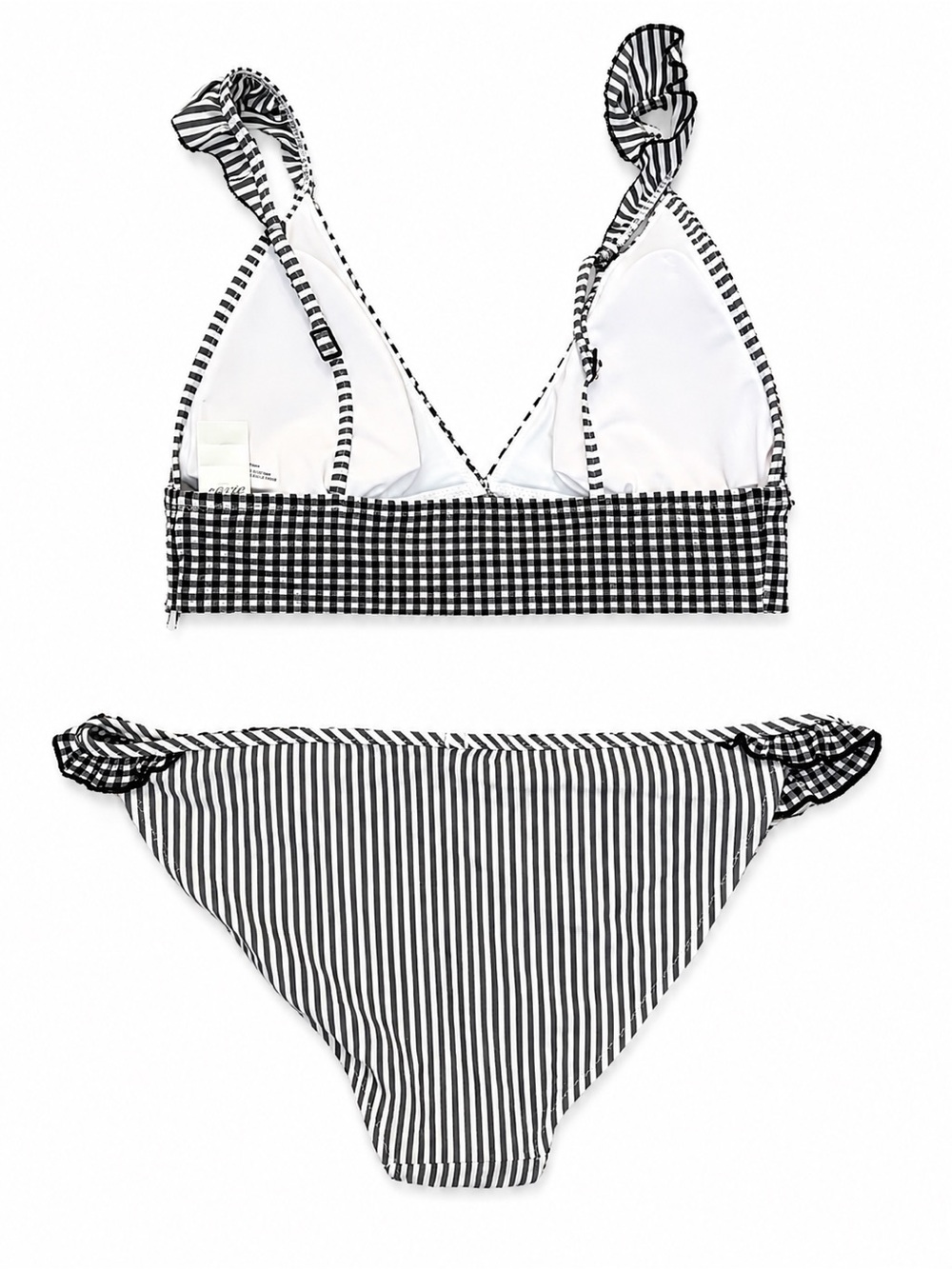 NWT Aerie Black and White Striped Gingham Ruffle … - image 3